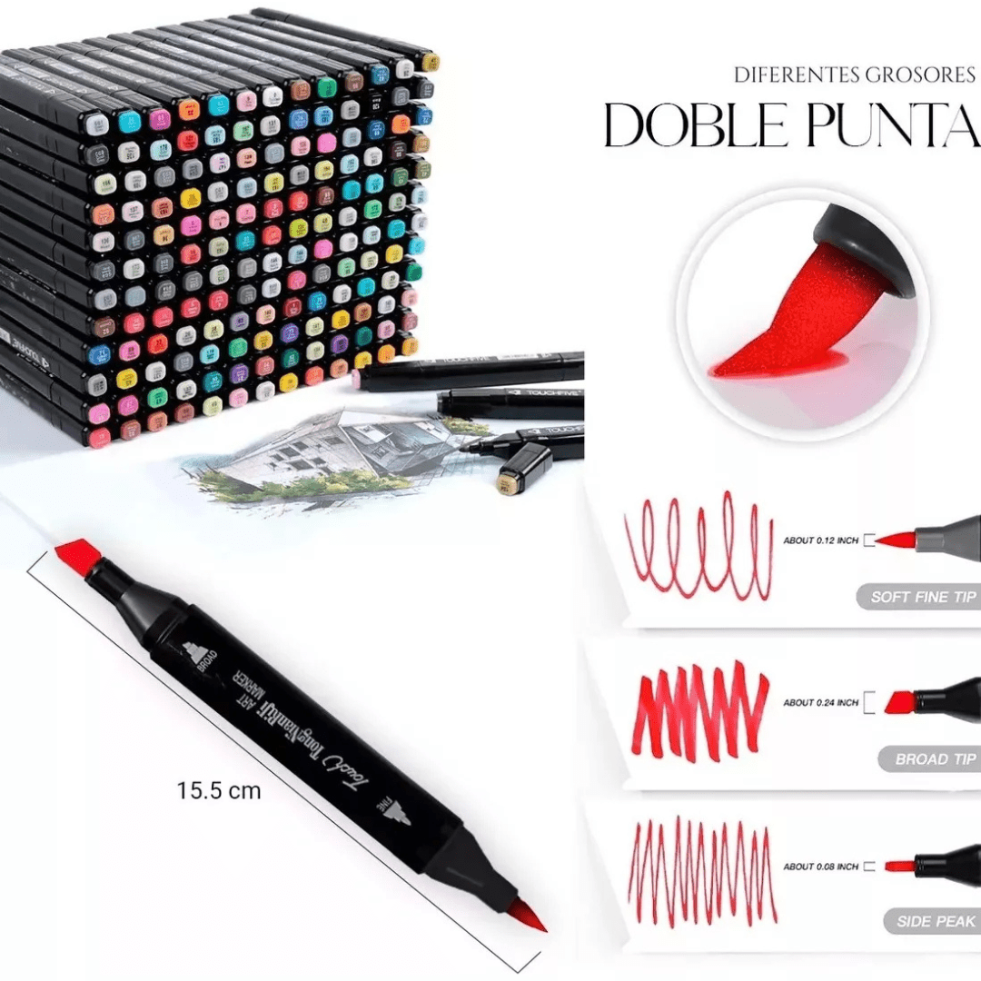Set De 80 Marcadores Doble Punta En Bolso - Muy Moderna Uruguay