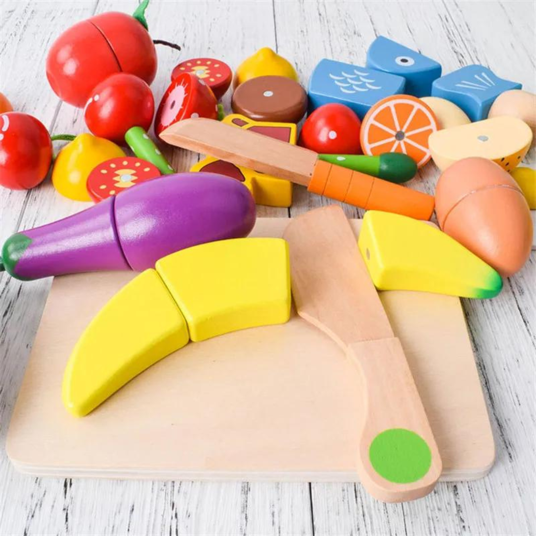 Juego Magnético de Cortar Frutas y Verduras en Madera
