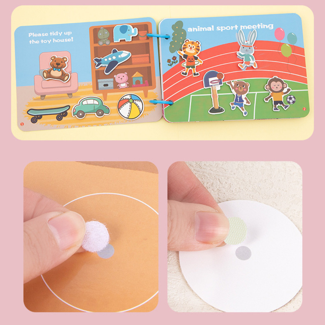 Juego de 2 Libros Educativos Montessori Con Velcros Para armar