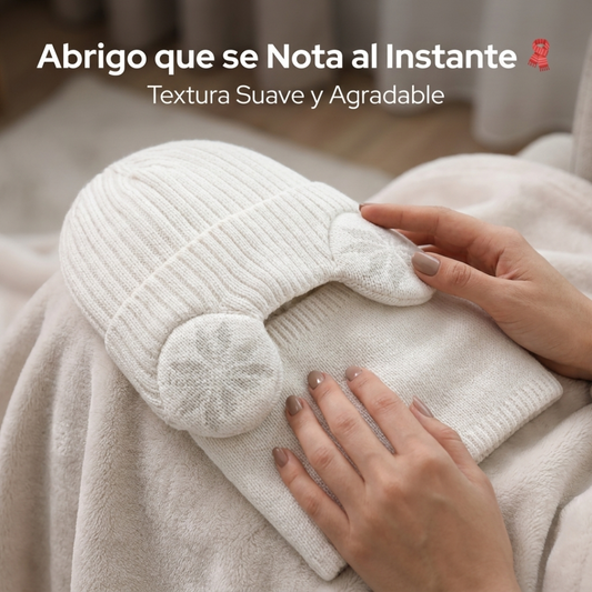 Gorro con Orejeras y Cuello Bufanda Set Tejido