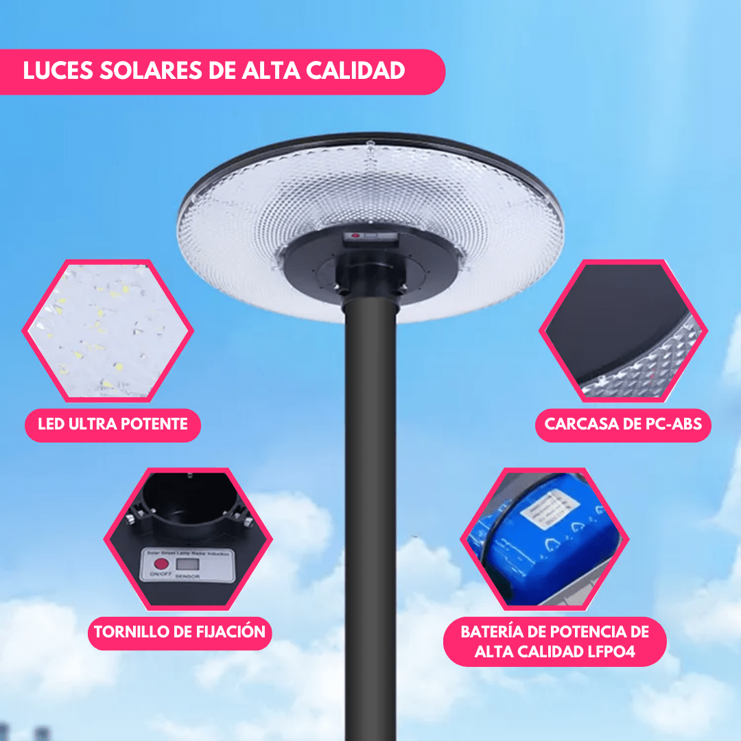 Poste de Luz Solar para Jardin 2mts - Muy Moderna Uruguay