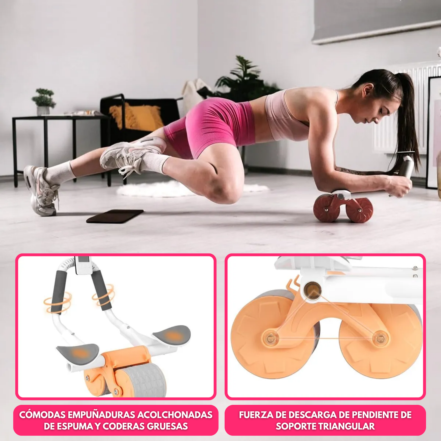 Rueda Abdominal Con Rebote Automático Y Temporizador Digital