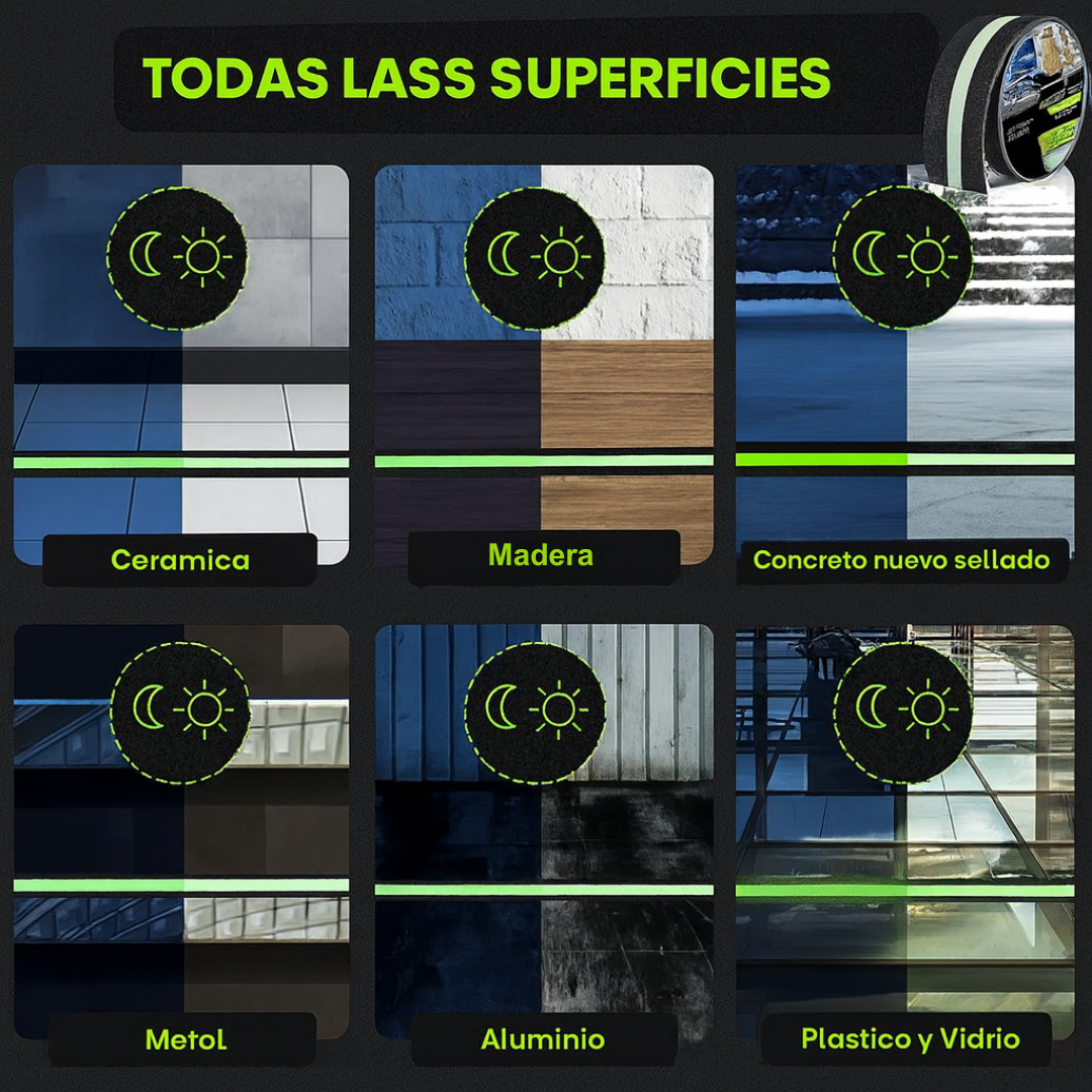 Cinta Antideslizante que Brilla En La Oscuridad Para Escalera