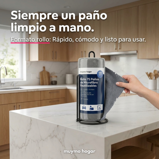 Rollo 75 Paños de Microfibra Reutilizables - muymo