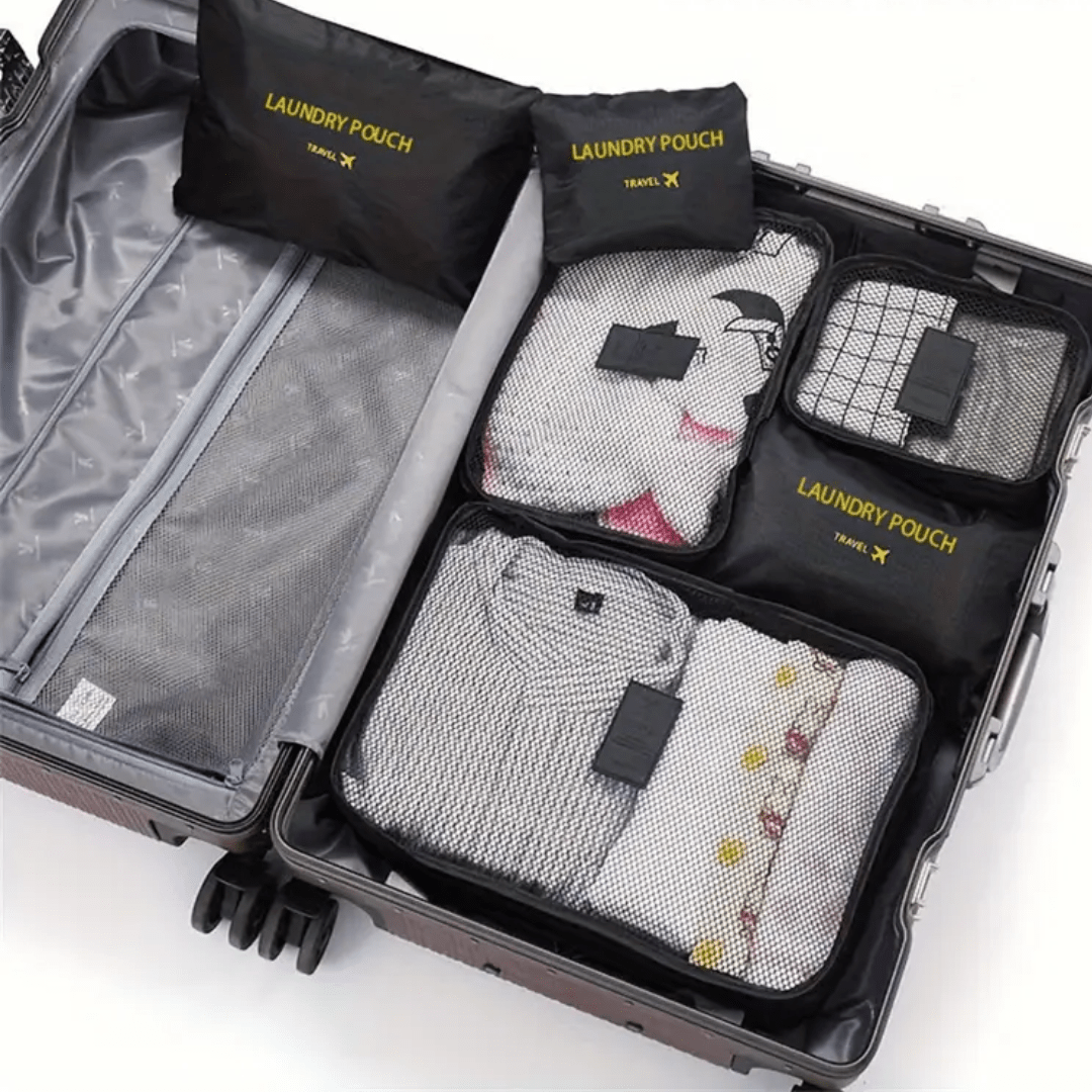 Set de 6 Bolsas Organizadoras Grises para Valija Varios Tamaños - Muy Moderna Uruguay