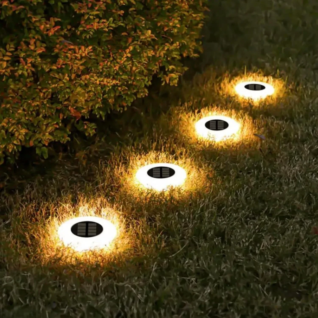 Pack x4 Luces Solares LED Cálidas para Jardín- Automáticas e Impermeables