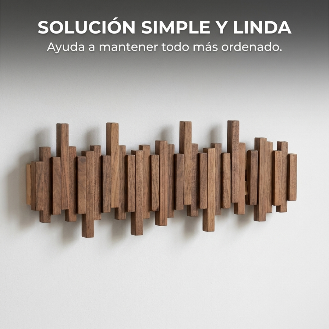Perchero de Pared Plegable Rústico de Madera – 70 cm