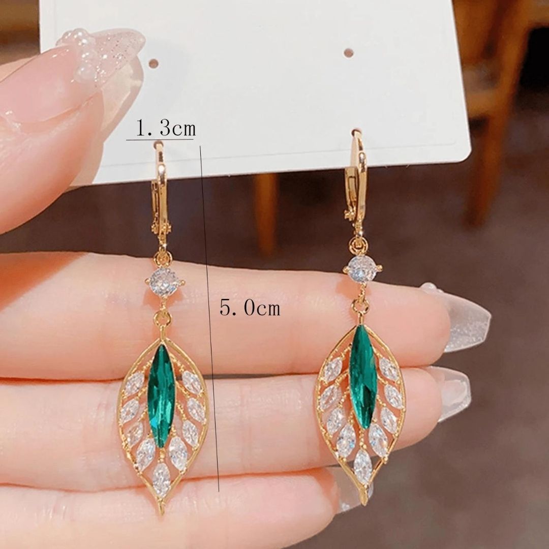 Par De Aretes Hoja de Zirconia - Muy Moderna Uruguay