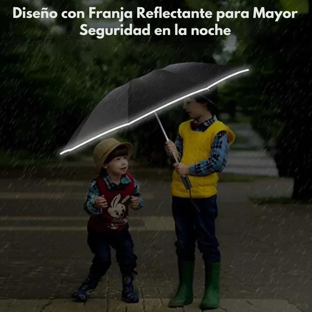 Paraguas Invertido Plegable, Antiviento, con Franja Reflectante y Protección UV