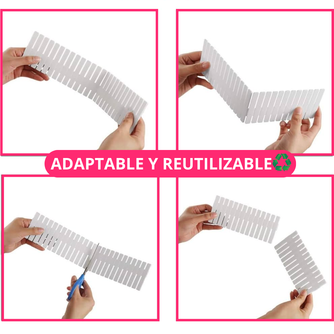 Set de 8 Separadores De Cajones Regulables Blancos