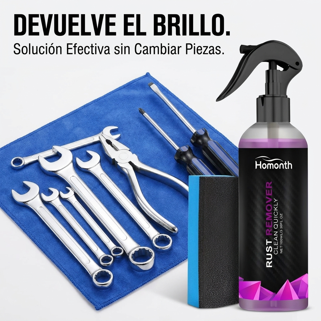 Spray Quitaóxido 100ml Kit Paño Esponja Ácido Cítrico Metal