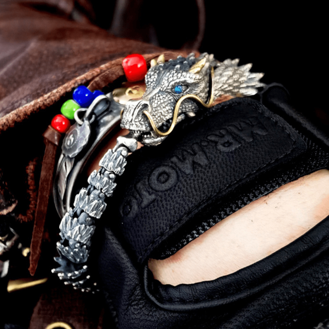 Pulsera Metálica De Dragón Tridimensional - Muy Moderna Uruguay