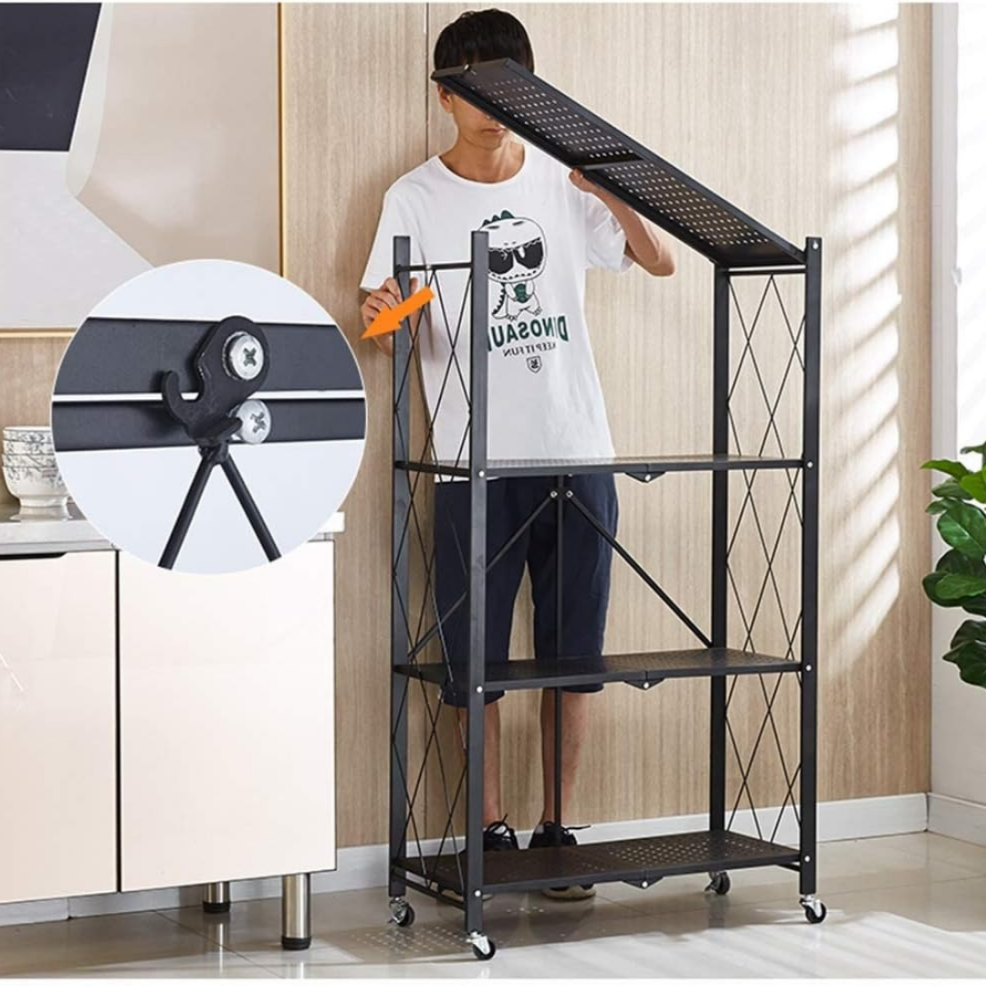 Estantería Plegable de 5 Niveles con Ruedas