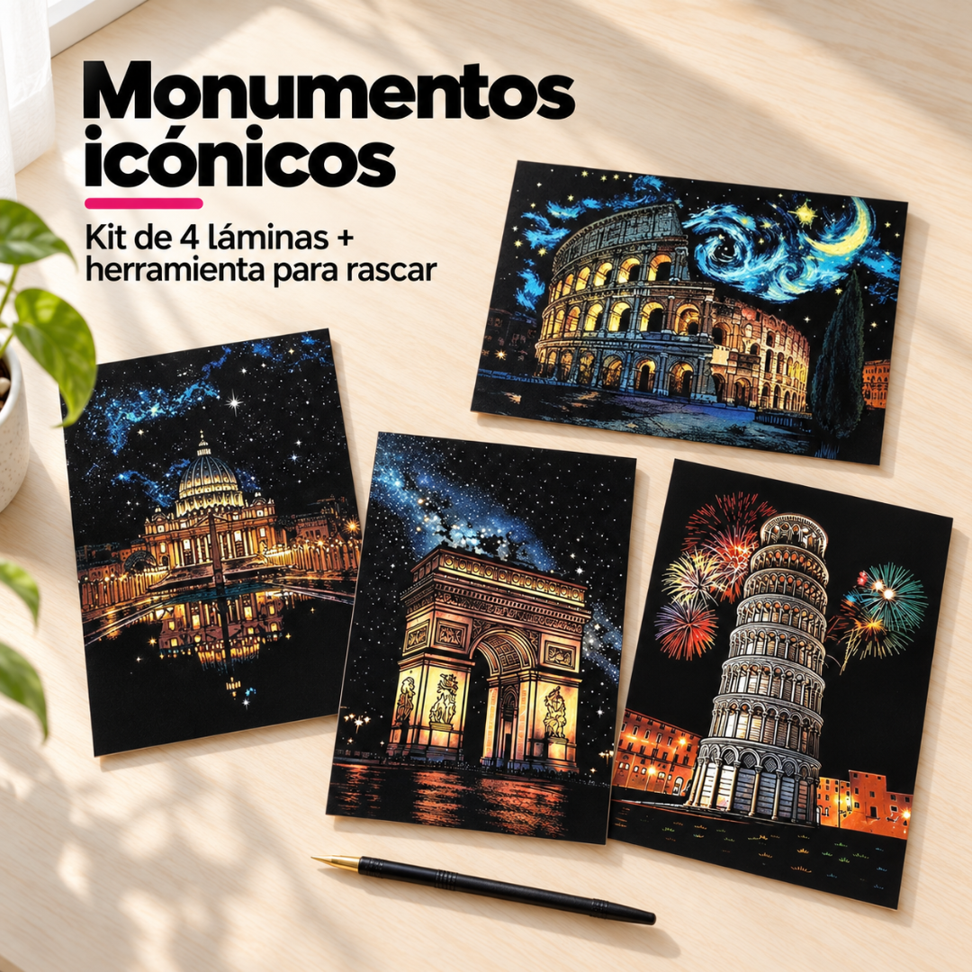 Kit de 4 Láminas para Rascar Scratch Art