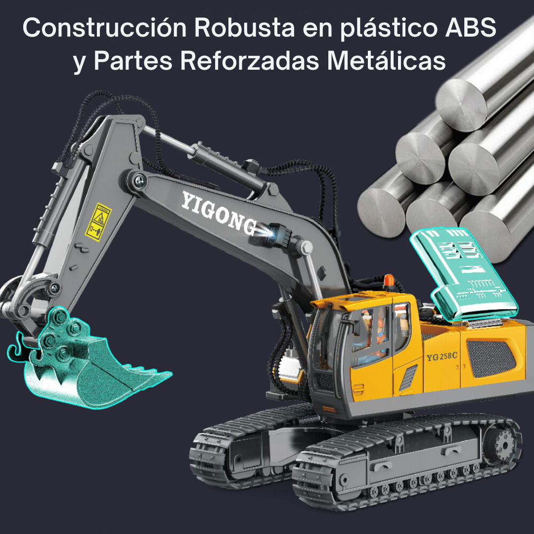 Juguete Excavadora Realista Con Brazo Control Remoto
