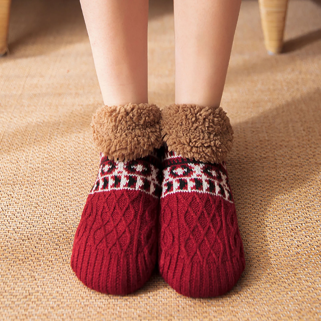 Pantuflas tipo Medias Térmicas Antideslizantes con Corderito Interior