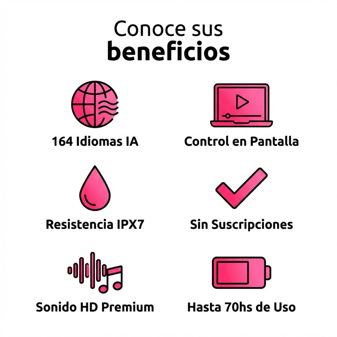 Auriculares Bluetooth Traductores con Inteligencia Artificial Traducción App IA - Muy Moderna Uruguay