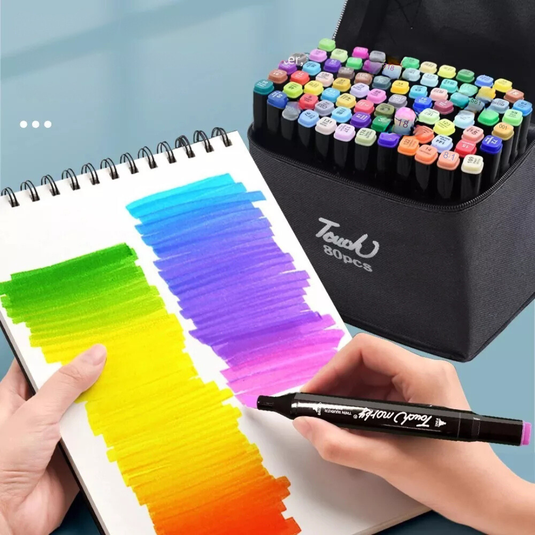 Set De 80 Marcadores Doble Punta En Bolso