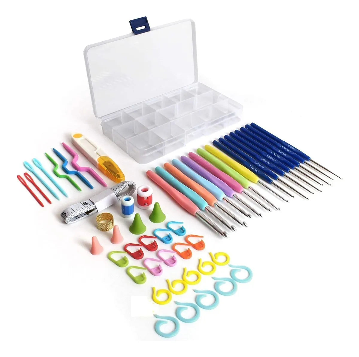 Kit de Crochet 55 Piezas con Estuche Rígido y Agujas Ergonómicas
