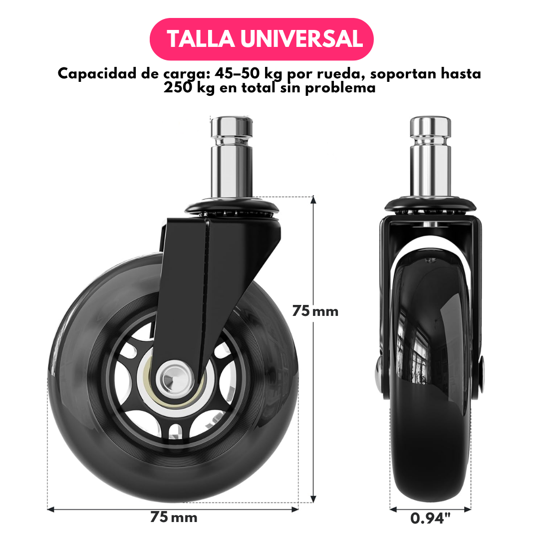 Set de 5 Ruedas de Silicona para Silla Escritorio ¡No Rayan!