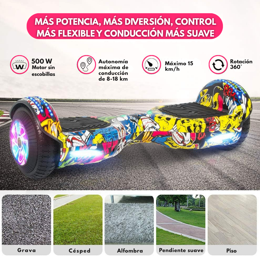 Hoverboard Patineta Eléctrica 6.5" con Bluetooth y Luces LED - Muy Moderna Uruguay
