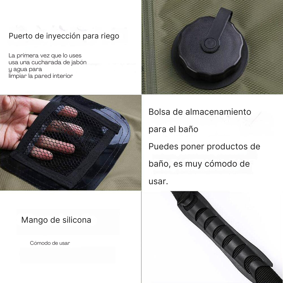 Ducha Portátil Solar Para Camping Bolsa 20 Litros Y Cabezal