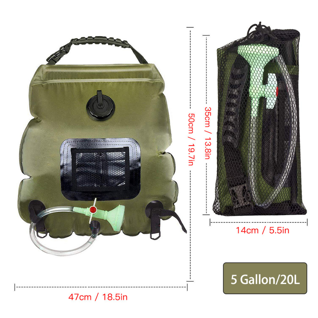 Ducha Portátil Solar Para Camping Bolsa 20 Litros Y Cabezal