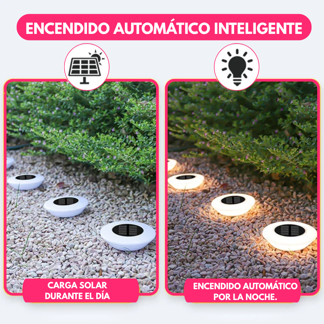 Pack x4 Luces Solares LED Cálidas para Jardín- Automáticas e Impermeables