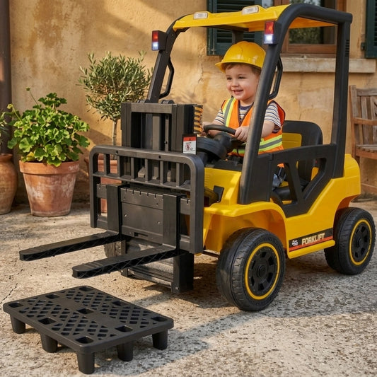 Auto Batería Niños Montacargas 12V 4x4 Elevador Funcional