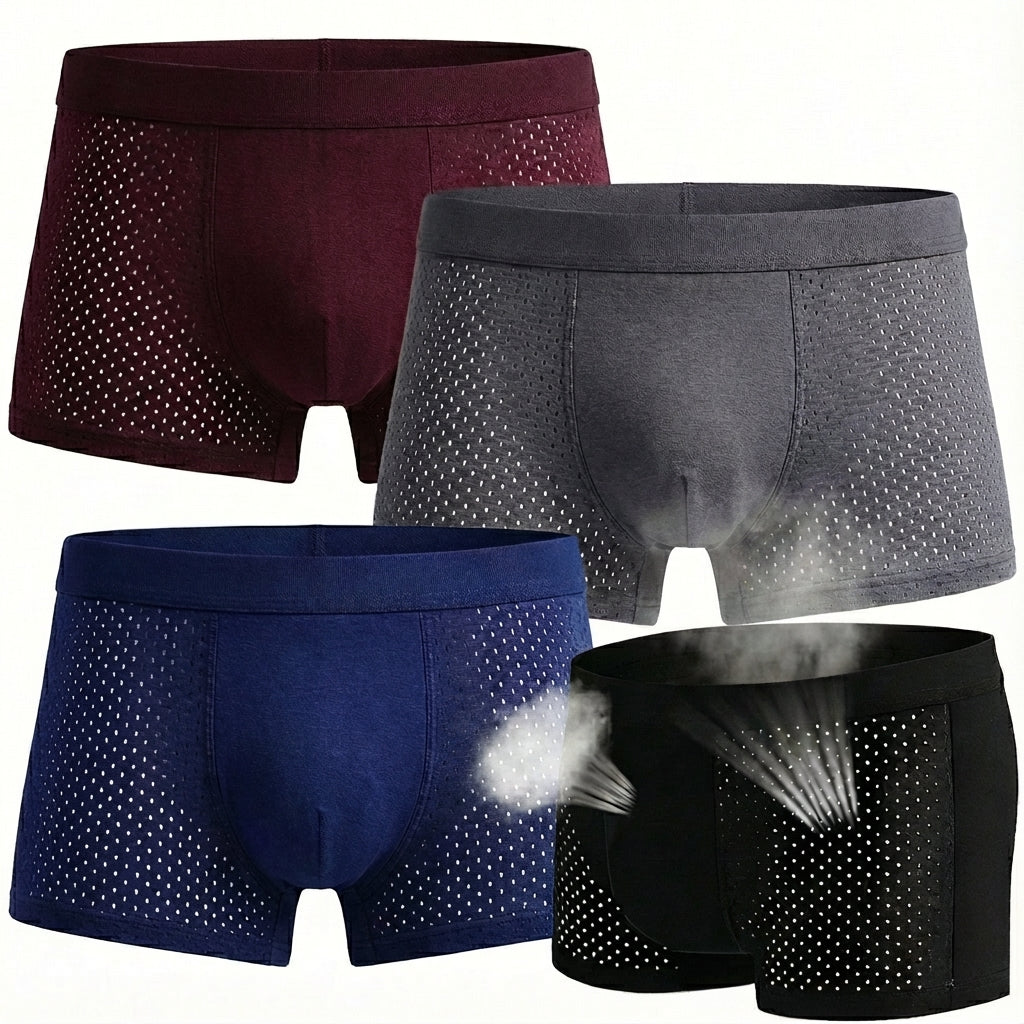 Pack X4 Boxers De Hombre Ice Silk Transpirables Bambú