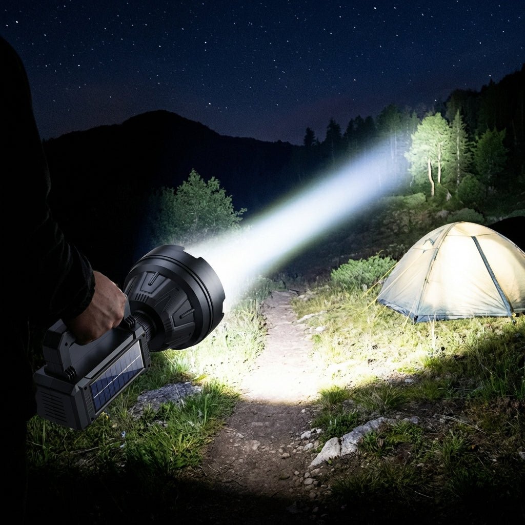 Linterna con Carga Solar, Focos de Colores Y Emergencia