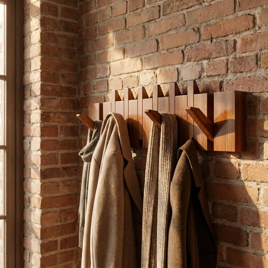 Perchero de Pared Plegable Rústico de Madera – 70 cm
