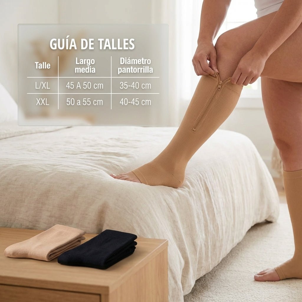 Medias De Compresión Con Cierre Hasta La Rodilla - Muy Moderna Uruguay