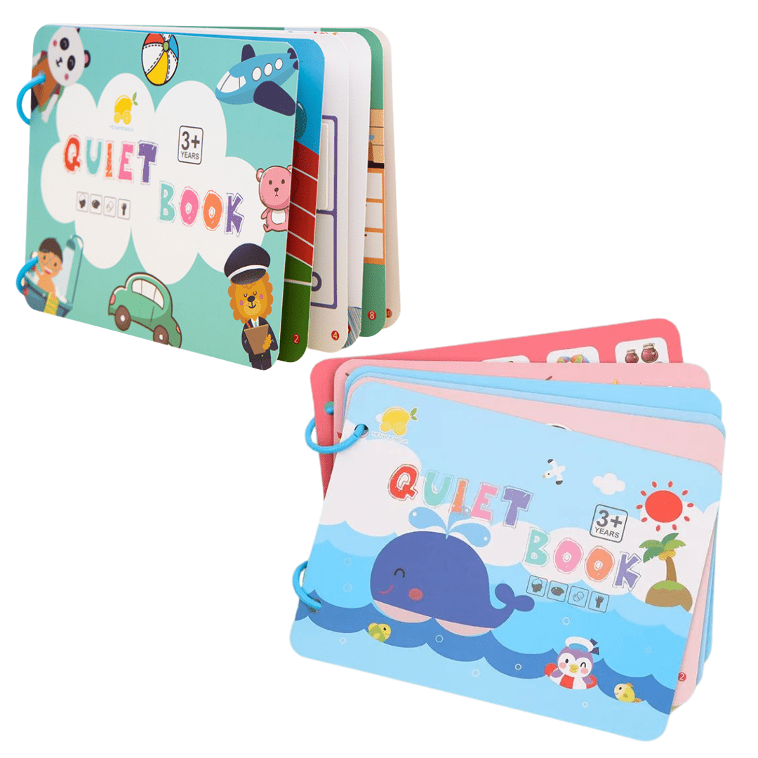 Juego de 2 Libros Educativos Montessori Con Velcros (Para armar en casa) - Muy Moderna Uruguay