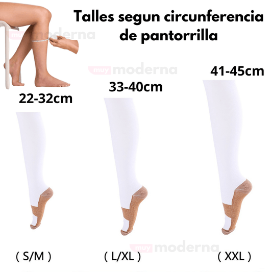 Medias de Compresión y Descanso Blancas (3 Pares) - Muy Moderna Uruguay