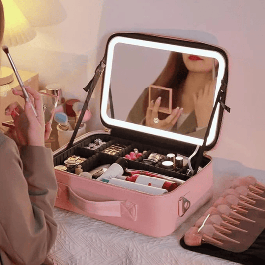 Maletín Neceser Maquillaje Portátil con Espejo LED - Muy Moderna Uruguay