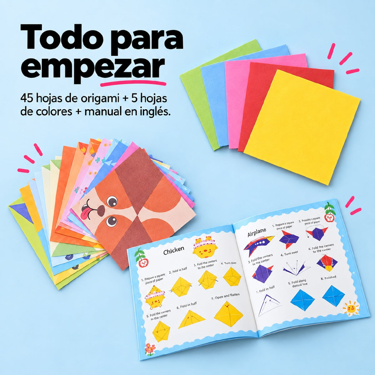 Kit de Origami 45 Hojas — Creá Figuras de Papel
