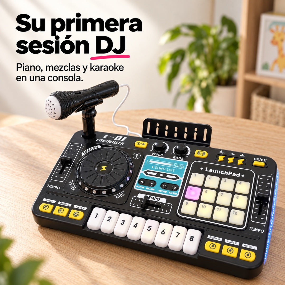 Consola DJ Infantil con Piano y Micrófono — Tocá y Cantá