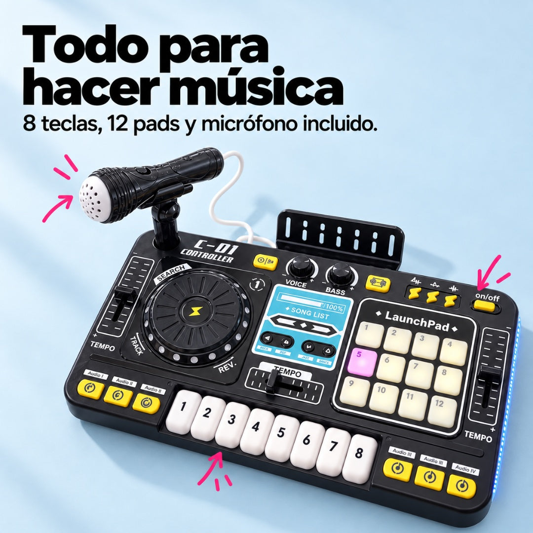 Consola DJ Infantil con Piano y Micrófono — Tocá y Cantá