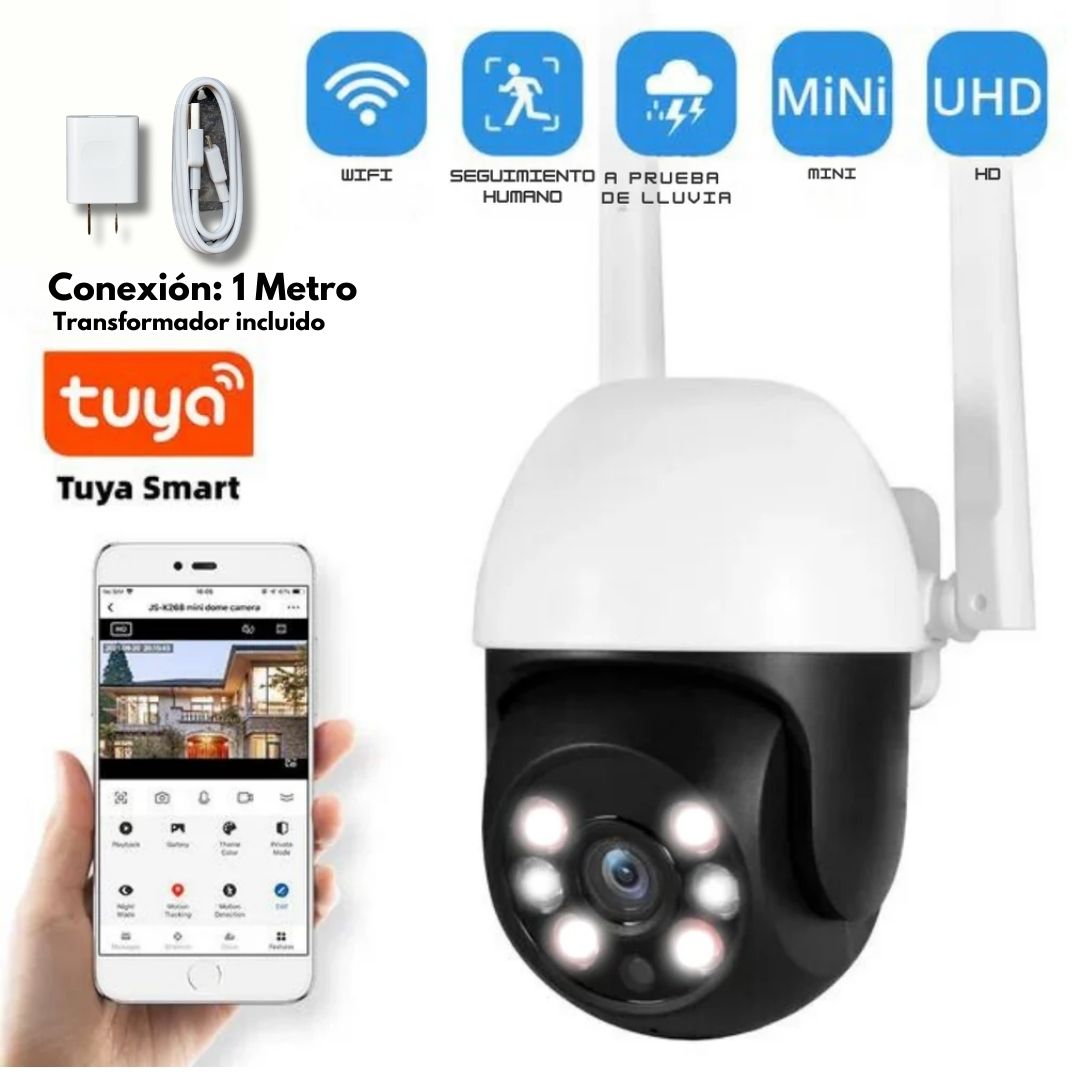 Cámara Exterior Wifi Con Seguimiento Y Vision Nocturna Tuya Smart