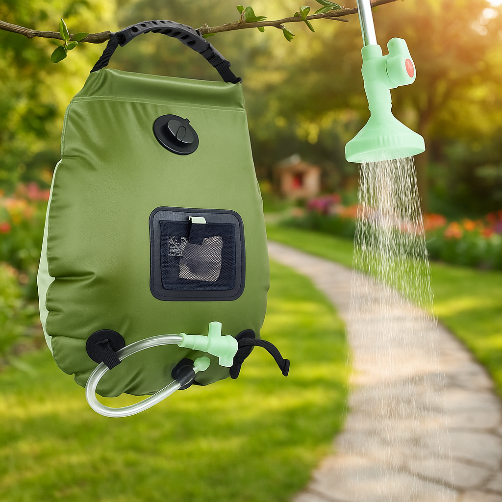 Ducha Portátil Solar Para Camping Bolsa 20 Litros Y Cabezal