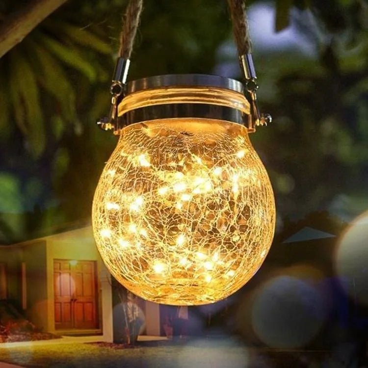 Frasco LED Solar de Vidrio Craquelado - Muy Moderna Uruguay