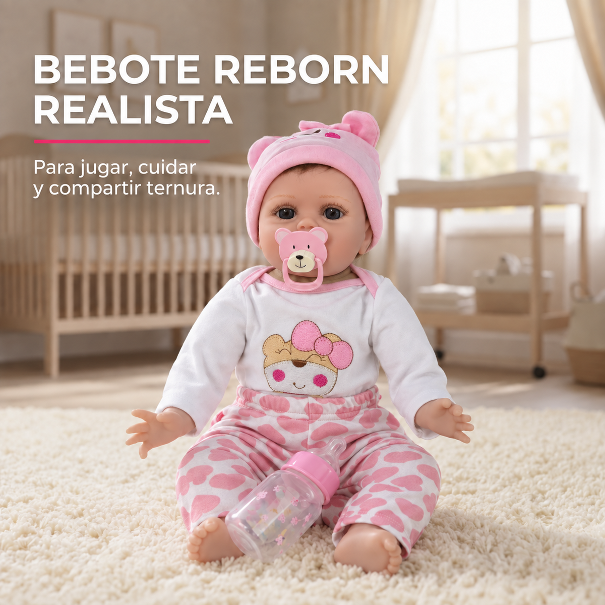 Bebé Reborn Realista 55 cm con Pelo Implantado y Accesorios