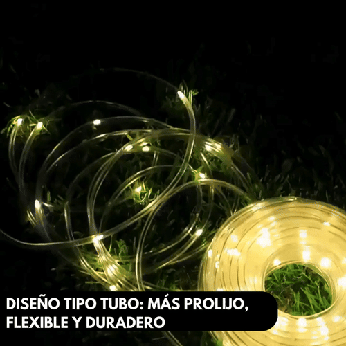 Guirnalda Solar en Tubo Impermeable Luces LED 20mts