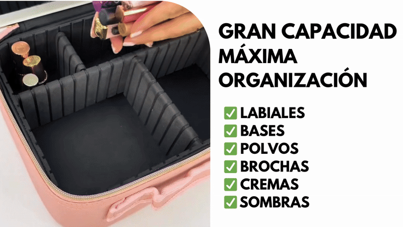 Maletín Neceser Maquillaje Portátil con Espejo LED