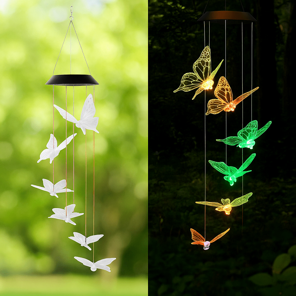 Llamador de Ángeles de Mariposas LED Solar - Muy Moderna Uruguay