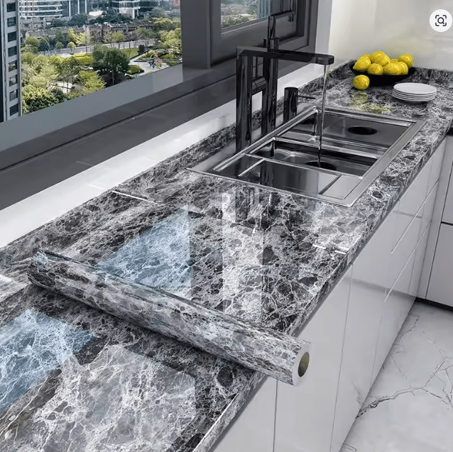 Papel Adhesivo Simil Marmol Impermeable 5mts - Muy Moderna Uruguay