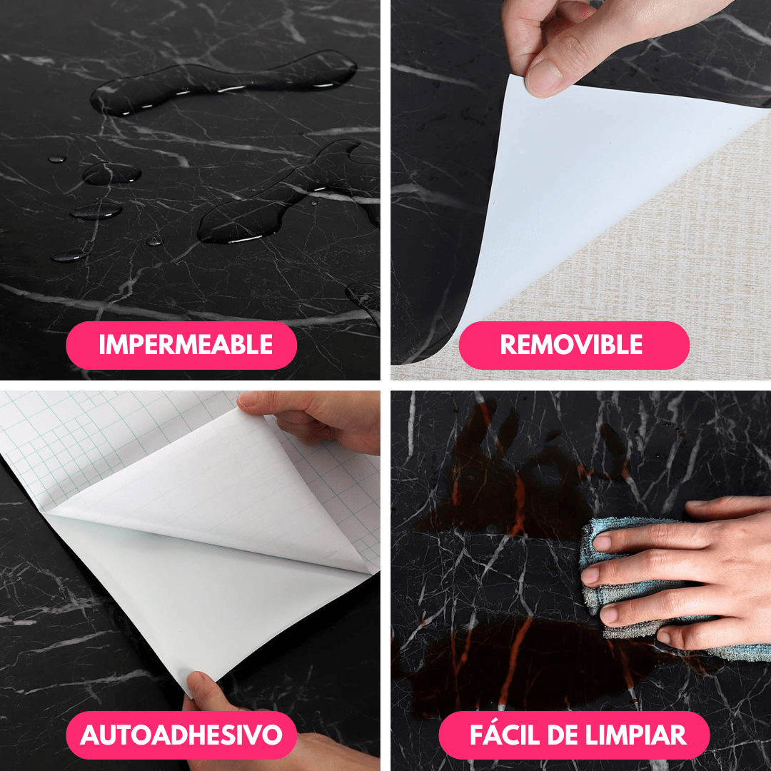 Papel Adhesivo Simil Marmol Impermeable 5mts - Muy Moderna Uruguay