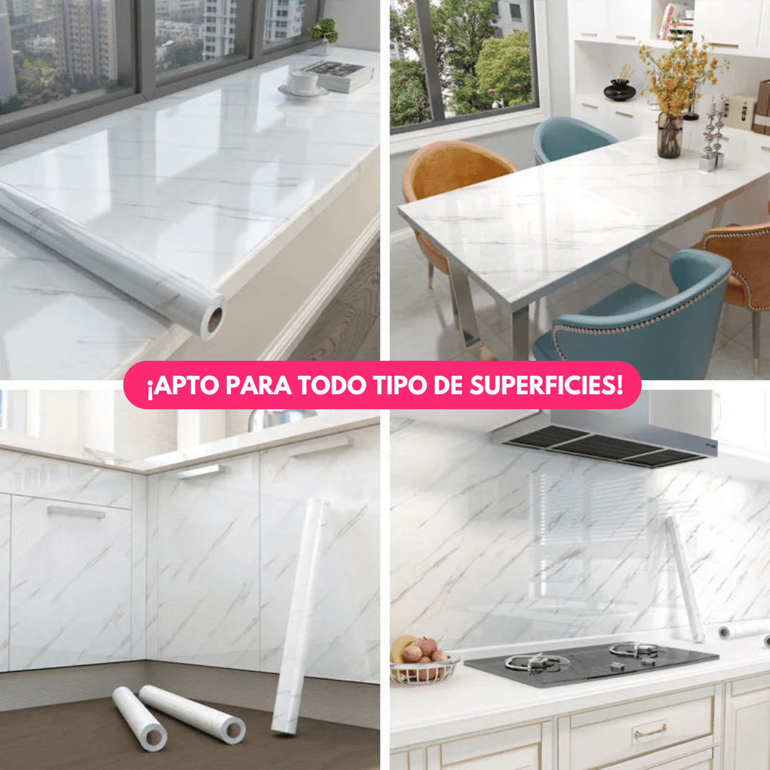 Papel Adhesivo Simil Marmol Impermeable 5mts - Muy Moderna Uruguay
