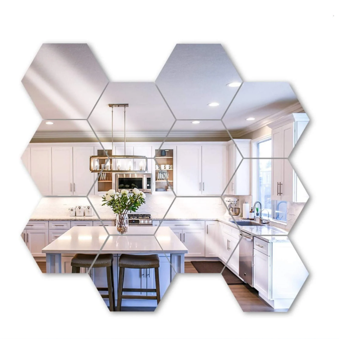 Espejos de Acrílico Hexagonales (12 Unidades)